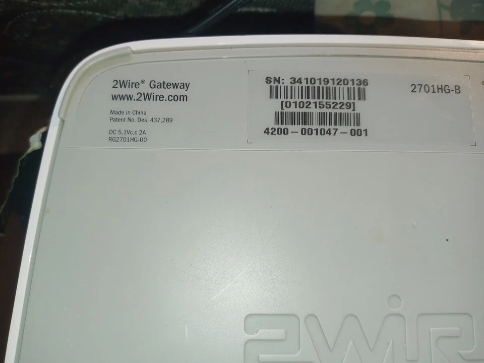 AT&T 2Wire 2701HG-B DSL Wireless Modem Router W/Power Supply FREE SHIPPING - Image 3 of 4