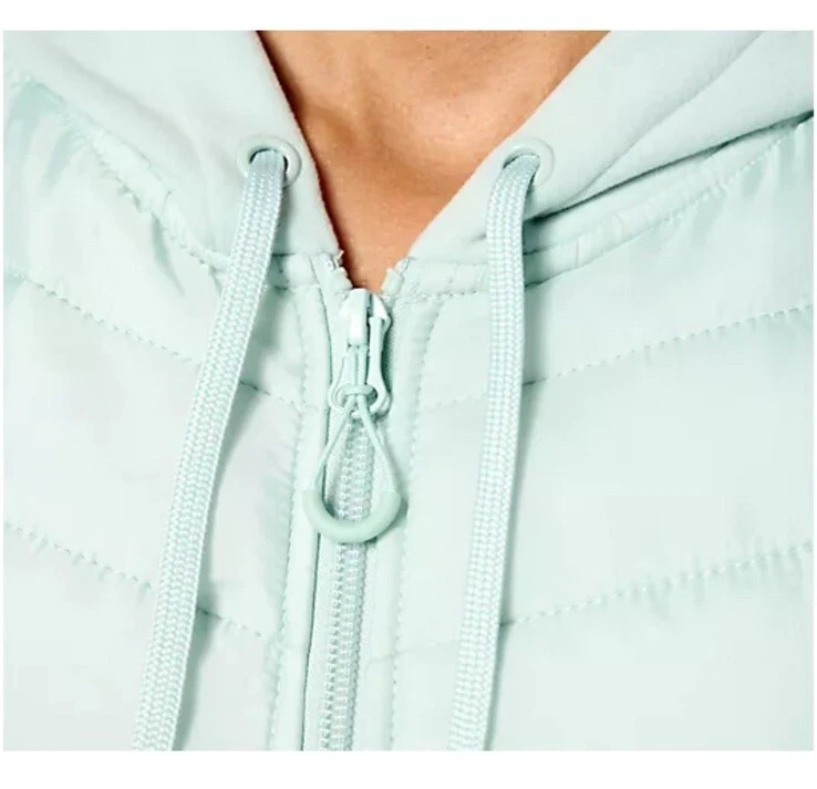 Sport Savvy Mix Media Quilted Hoodie Jacket Size S Fresh Mint A631101 - Image 3 of 4