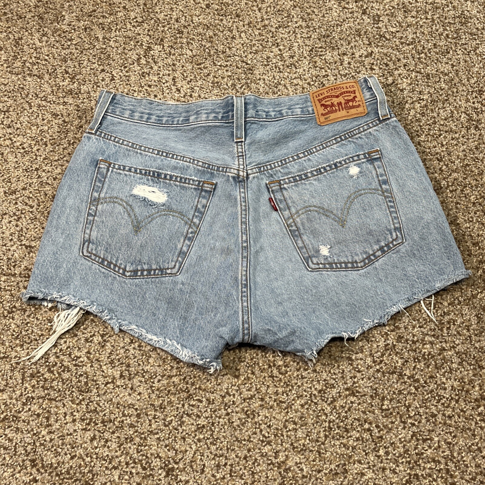 Levi's 501 Womens Sz 30 Distressed Raw Hem Button Fly Jean Shorts - View 9