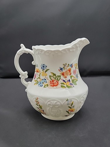 Aynsley Cottage Garden Pitcher Fine English Bone China Floral Butterfly Jug - Picture 5 of 16