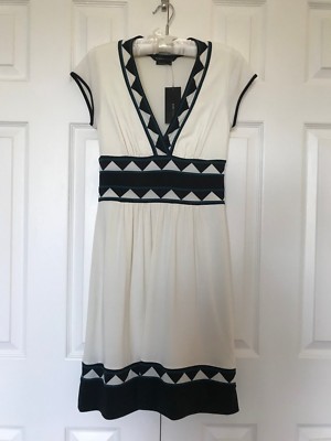 New BCBG MAX AZRIA ELEGANT&SEXY Deep V-neck Geometric MATTE JERSEY KNIT  DRESS XS | eBay
