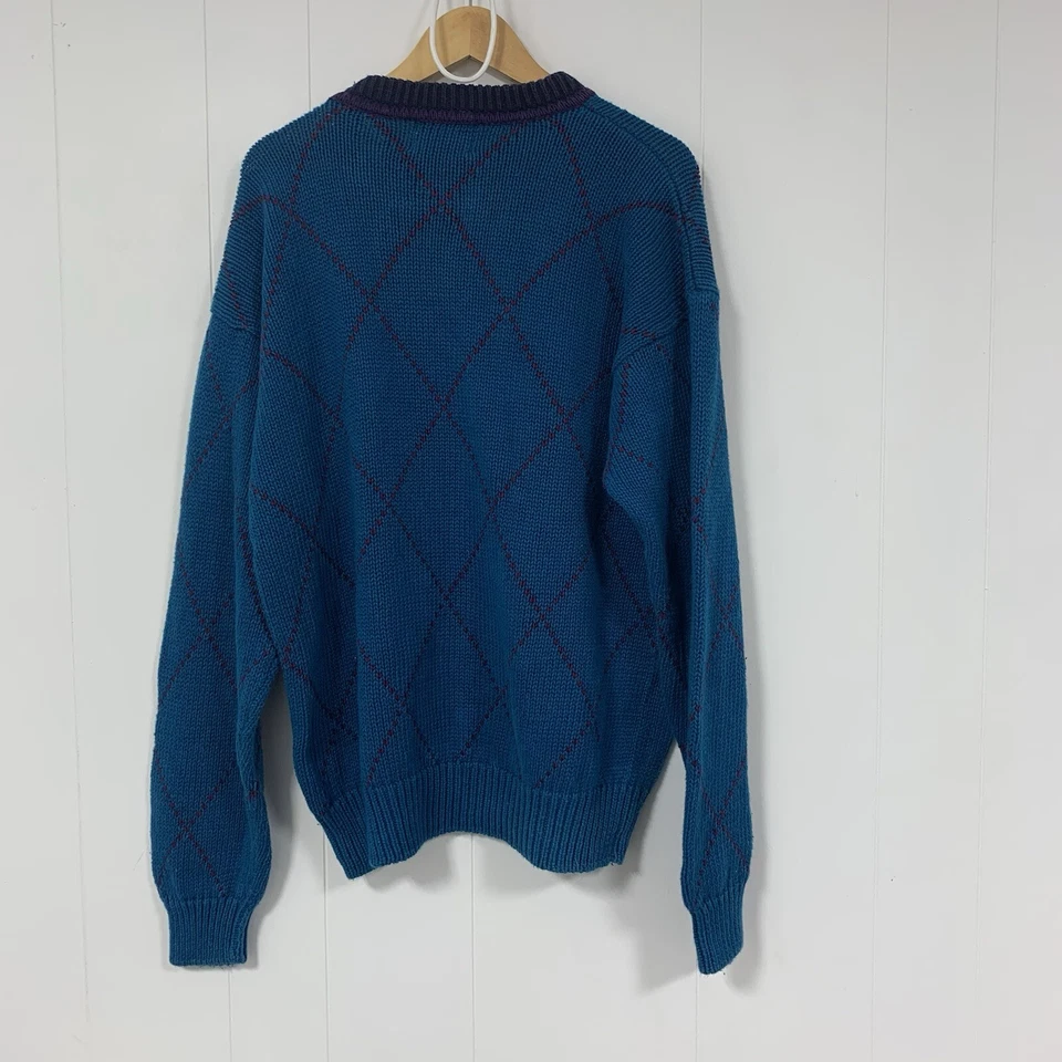 Sears Roebuck Vintage Men's Teal Fair Isle Ski Lodge Sweater Blue XL - Image 3 of 4