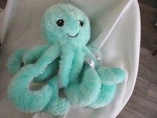 Walgreens Octopus Plush Stuffed Animal aqua Silver soft 14" sparkle lovey