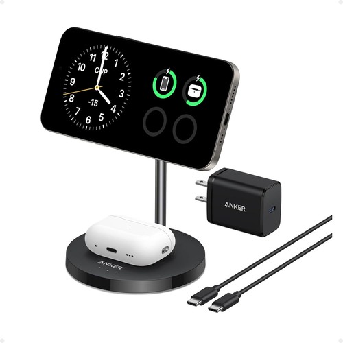 Anker MagGo Station de charge 2 en 1 (mise à niveau) 15W Qi2 charge sans fil MagSafe - Photo 2 sur 13