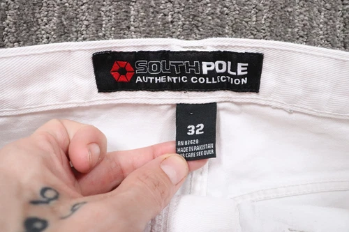 Y2K VTG Southpole Baggy Wide-leg Pants Men's 32x32 White Hip-hop Skater Emo Goth