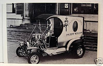 Vintage Police Paddy Wagon Car Hot Rod Custom Vending Card Old