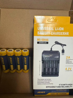 #ad #ad JESSY 4 Pack 18650 Rechargeable Battery Charger Set Flat Top 3300mAh 3.7 Volt L $16.99