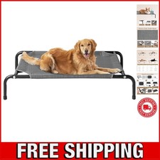XL Elevated Dog Bed Outdoor Raised Pet Cot Cooling Mesh 48x32in Waterproof
