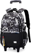Kids Boys Rolling Backpack, School Backpack with Wheels for Boys Teen, Rolling S