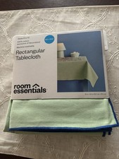 Room Essentials Rectangular Tablecloth 60" x 104" Green Blue Edge 100 Cotton