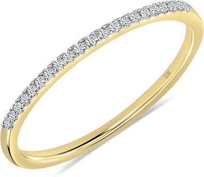 10K Solid Gold Natural Diamond Eternity Ring 1.2mm Thin Stackable Wedding Band