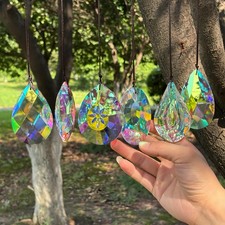 6Pcs Crystal Sun Catcher Prisms, 76 Millimeter, Ab Colored Iridescent