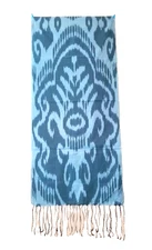 AUTHENTIC ARTISNAL HAND WOVEN UZBEK  IKAT SILK SCARF -  TRIBAL DESIGN