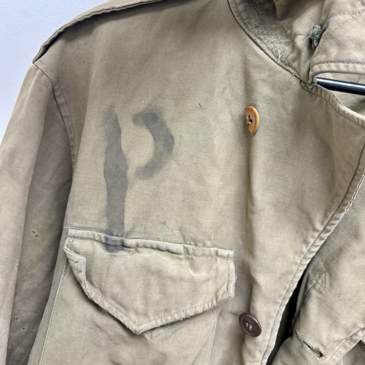Original WWII US Army M43 Field Jacket Stenciled POW Prisoner Of