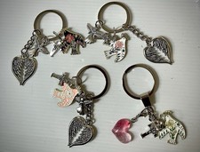 4 Religious Keychains-Silver Color-3”x2”-New-Angel-Cross-Angel-Dove Of Peace-#1