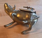 Antique Brass Incense Burner Incenser Koro Karako On Buffalo Sculpture Japan — photo 5