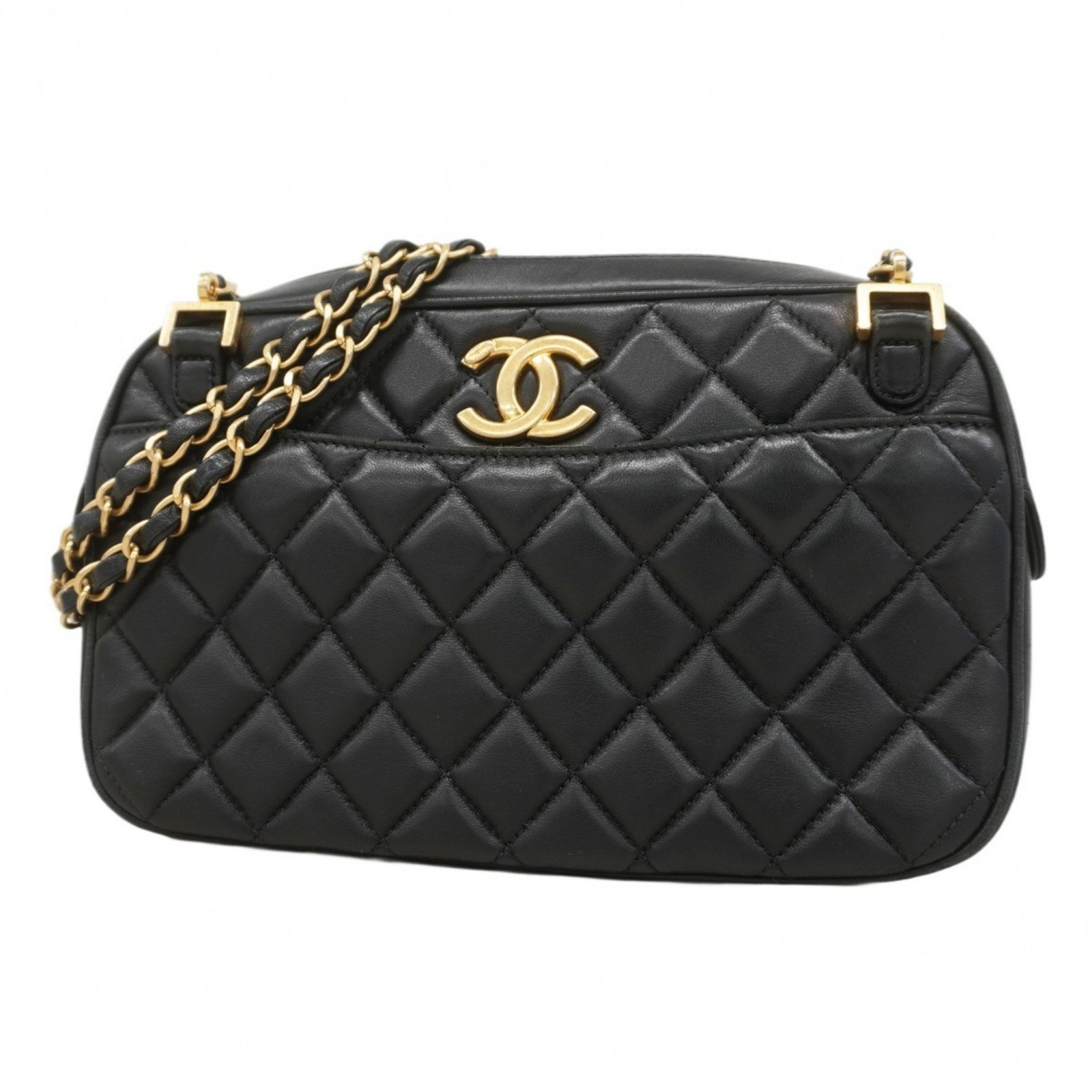 Chanel Shoulder Bag Matelasse Chain Lambskin Black Women's GZl1adhr-image