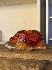 Rare Vintage LE Smith Amberina Glass Turtle Fairy Lamp