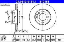 Image of BRAKE DISC ATE 24.0310-0151.1 FRONT AXLE FOR AUDI,SEAT,VW