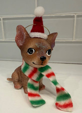 Adorable Chihuahua Dog Christmas Ornament In Hat And Scarf - SO CUTE 