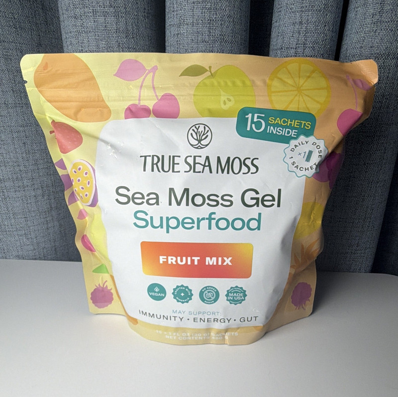 True Sea Moss Fruit Mix Sea Moss Gel 15 Sachets 15 fl oz Vegan Exp 09/26