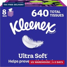 Kleenex Ultra Soft Facial Tissues, 8 Cube Boxes, 80 Tissues per Box, 3-Ply, Pack