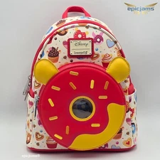 Loungefly Disney Winnie the Pooh Donuts All Over Print Mini Backpack Bag New