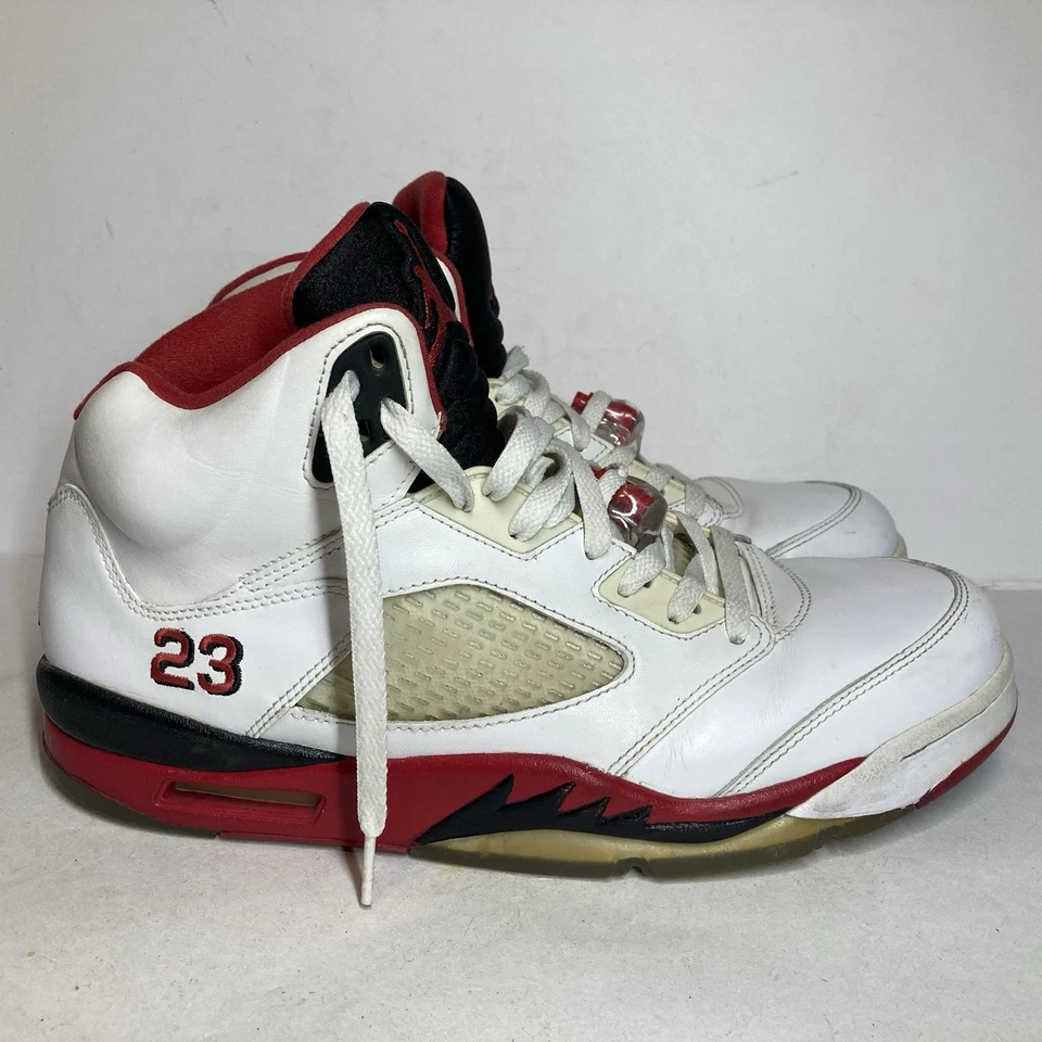 Zapatillas Hombre Talla 11 Air Jordan 5 Retro Rojo Fuego 2013 130627-120 Blanco Negro Foto 4 de 4