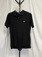 Chaps Short Sleeve Black Polo Shirt Men's Size Small White Logo 100 Cotton