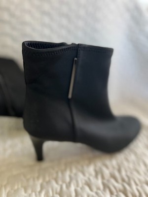IMPO Nena Black Textile Ankle Boots   Women s Pointed Toe Kitten Heel