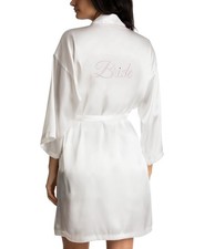 Linea Donatella Women's Bride Satin Wrap Robe Ivy/pink Size Small