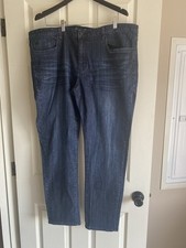 Kenneth Cole Medium/Dark Wash Distressed Straight Leg Relaxed Jeans 38/30