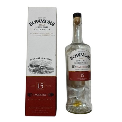 Bowmore Darkest - Empty 15 Year Single Malt Scotch Whisky Bottle, Box  & Cork