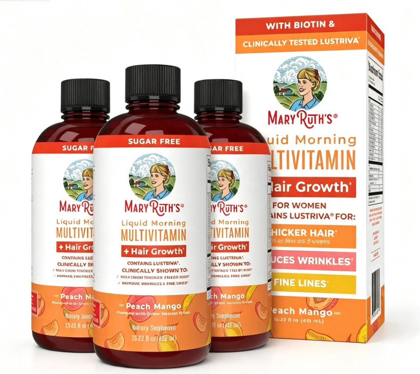 3pc Ruth's Mary Liquid Morning Multivitamin+Hair Growth - Peach Mango-15 fl oz