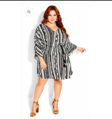 City Chic Under The Sun Size XL Extra Large Plus Size Geo Print Dress Viscose