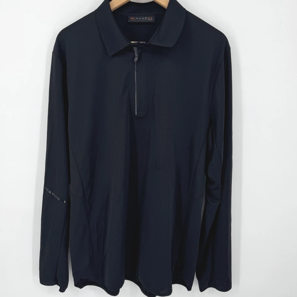 KJUS Mens Long Sleeve Pullover Golf Polo Shirt Black 2XL EU 56 Athletic - Image 3 of 4