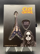 Ozzy Osbourne 50 Gram .999 Pure Copper Flying V Guitar & Pick Set - New in Box
