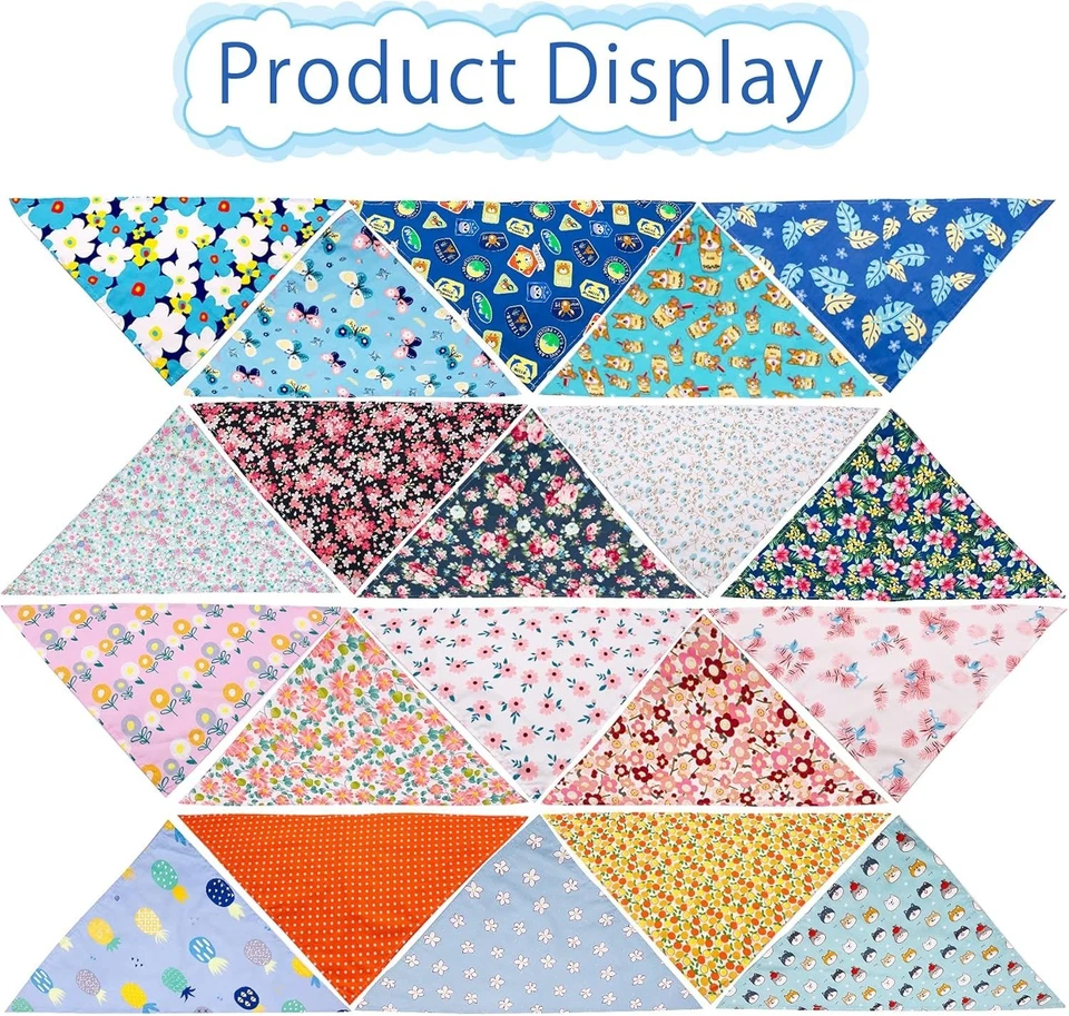 Versátiles 100 PIEZAS Bandanas para Perros y Gatos - Bufandas Florales de Algodón para Todas las Ocasiones Foto 4 de 4