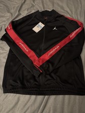 Jordan Tracksuit Jacket Men Medium Black Red Side Tape Logo HF9339-011
