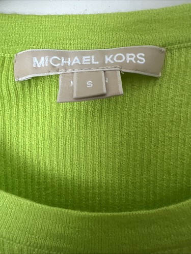 Michael Kors Cashmere Sweater Lightweight Lime Green Size Small Ribbed - Picture 2 of 6