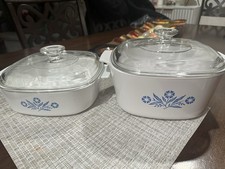 VINTAGE CORNING WARE BLUE CORNFLOWER CASSEROLE SET