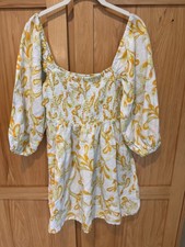 Urban Outfitters Women's UO Sofia Yellow Puff Sleeve Mini Dress Sz Small