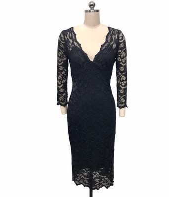 VTG 90 s Y2K Black Lace Babydoll Dress Gothic Witchy Dark Romantic Stretch Sz S