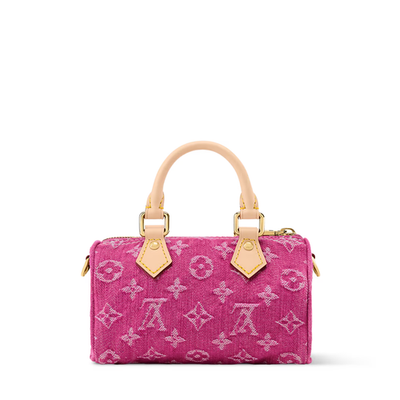 Louis Vuitton ピンク ハンドバッグ NEW Louis Vuitton Monogram Nano Speedy Denim Hand Bag Pink M27603