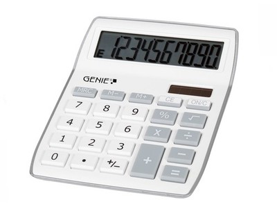 Tischrechner Genie 840 S Taschenrechner 10 Stellig Solar Batterie weiß/silber