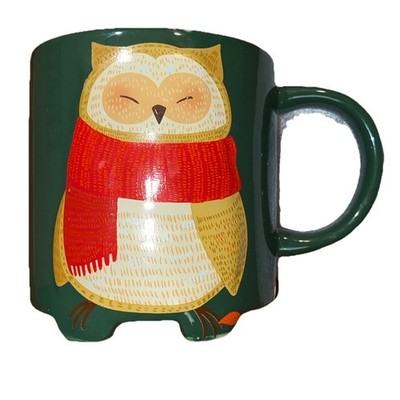 ECCOLO Footed Coffee Mug Owl in Red Sweater