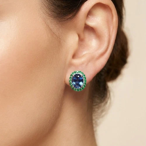 Opulent Royal Blue Sapphire 10.35Ct 925 Sterling Silver Handmade Earrings Gifts