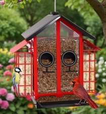 Weatherproof Bird Feeders for Outdoors - 4Lbs Large Metal Suet Feeder for Car...