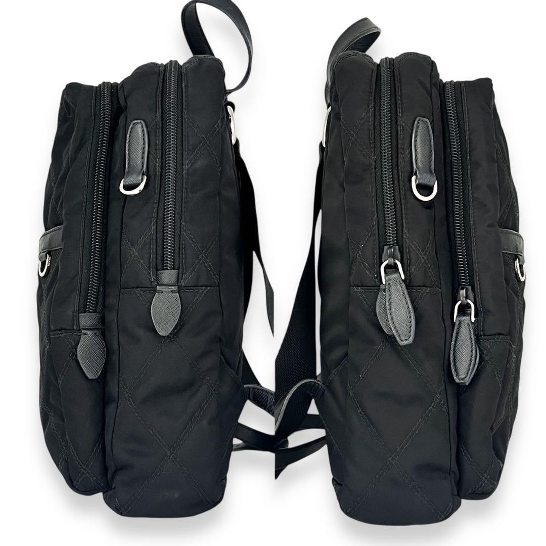 Condition PRADA Triangle Plate Nylon Leather Backpack Black 903 from japan thumbnail 4