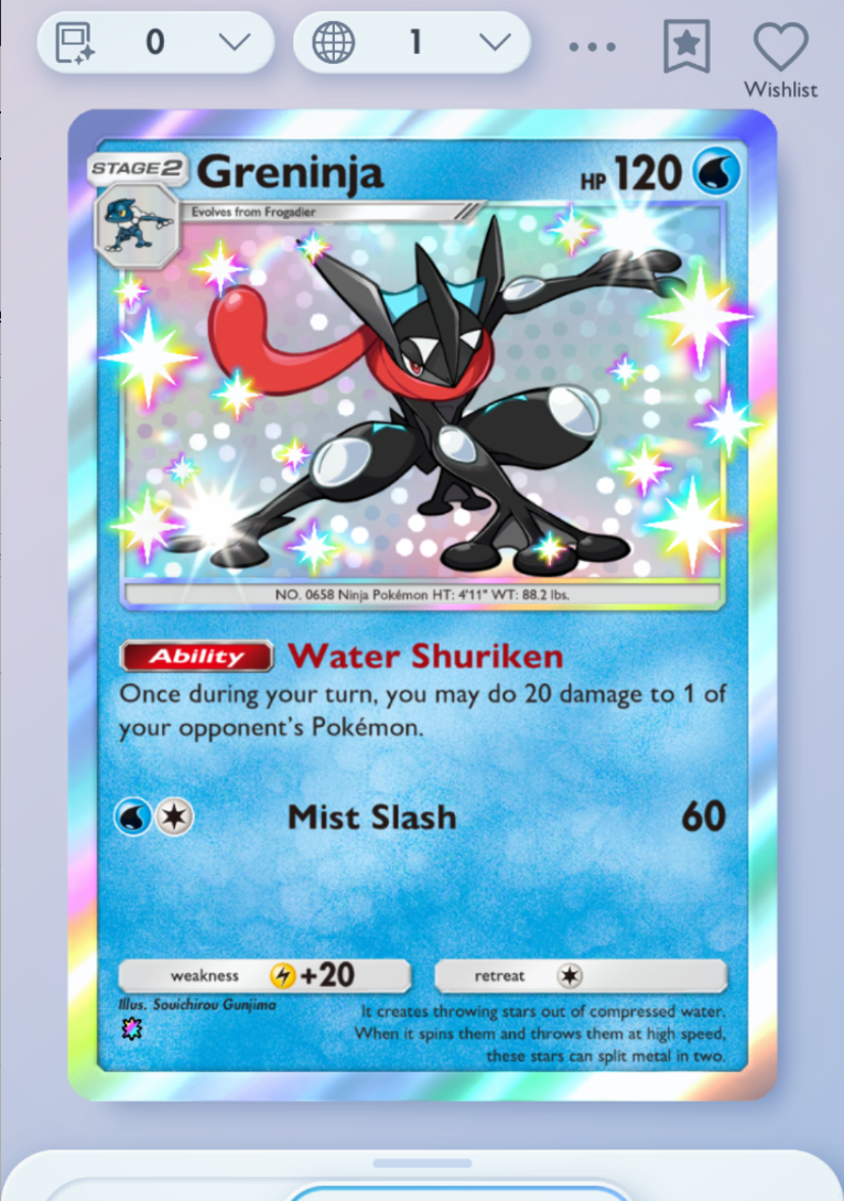 タイムセール★ Gready Brilliant ★ シャーリングダウン　BK Pokemon TCG POCKET - Greninja Shiny 1⭐, Extradimensional Crisis